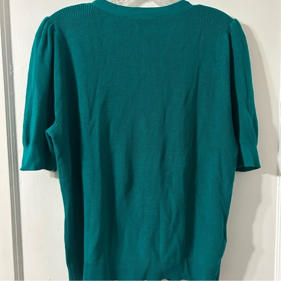 LOFT Teal Green Ribbed Button Down Style Cardigan Sweater Large - Picture 9 of 11